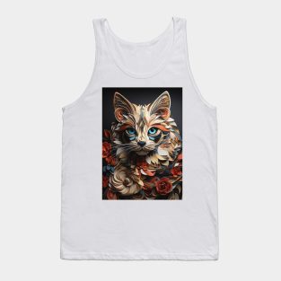 Cat Fold Art Style Tank Top